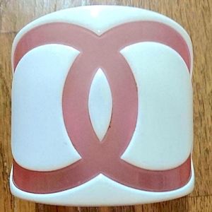 CHANEL Jewelry - CHANEL Bangle "CC" Logo White/Pink CHANEL Jewelry - CHANEL Bangle "CC" Logo White/Pink